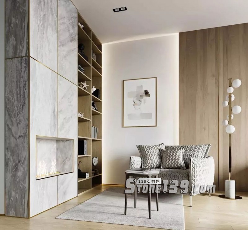 大理石+黃銅的墻面裝飾應用案例